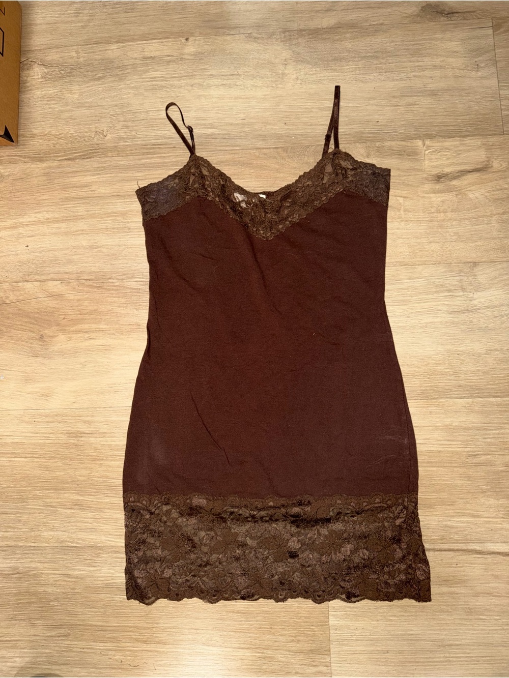 Bozzolo Chocolate Brown Lace-Trim Camisole